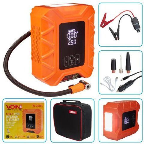 Компресор автомобільний 4in1 VOIN VC-345CL 10000mAh, Бустер, Повербанк, Ліхтар VC-345CL фото