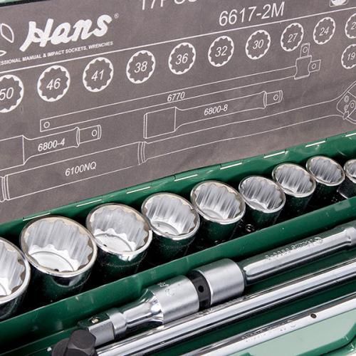 Набір торцевих головок 3/4"DR 19-50мм, 12ган, 17 предметів HANS 6617-2M 12PT 6617-2M 12PT фото