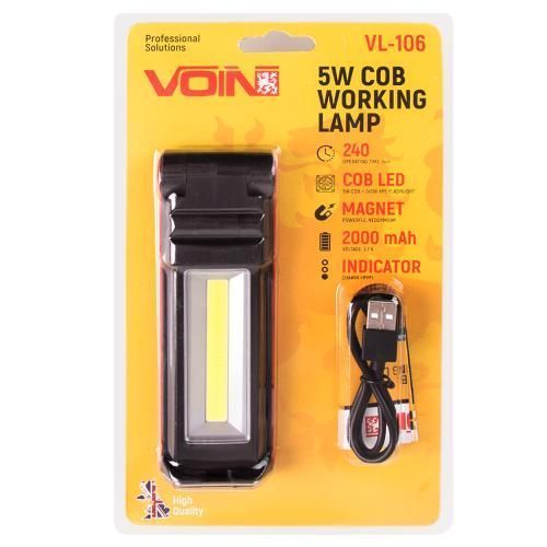 Переносная лампа фонарь VOIN VL-106 Power Bank 2000mAh магнит, индикатор заряда VL-106 фото