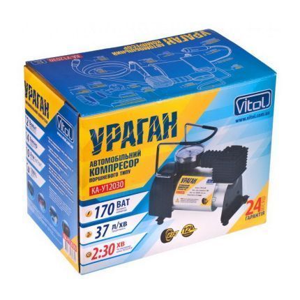 Компресор автомобільний 170W 37л/хв Ураган Vitol КА-У12030 КА-У12030 фото