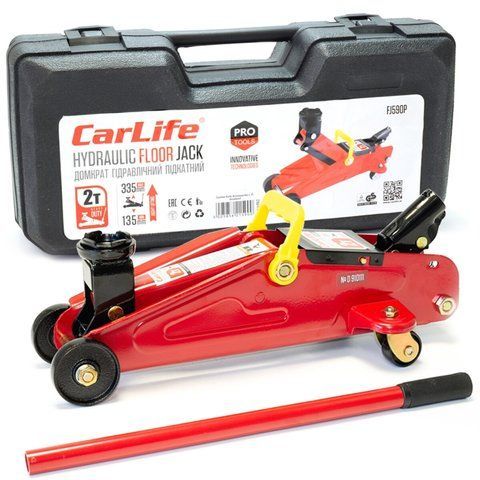 Домкрат підкатний CarLife 2т 135-335мм в кейсі FJ590P фото