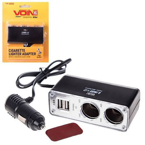 Подовжувач прикурювача 2 виходи 2 USB Voin WF-0030 WF-0030 фото Подовжувач прикурювача 2 виходи 2 USB Voin WF-0030 WF-0030 фото