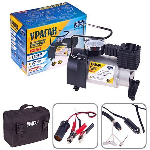 Компресор автомобільний 170W 37л/хв Ураган Vitol КА-У12030 КА-У12030 фото