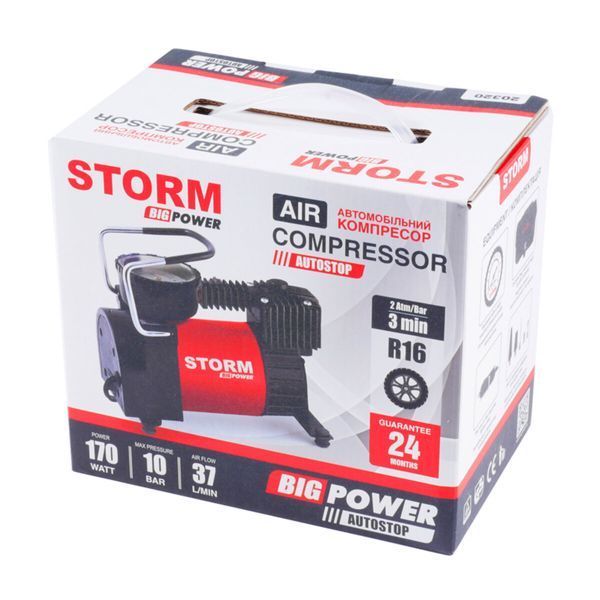 Автомобильный компрессор 10 Атм 37 л/мин 170 Вт Storm 20320 Big Power Autostop 20320 фото