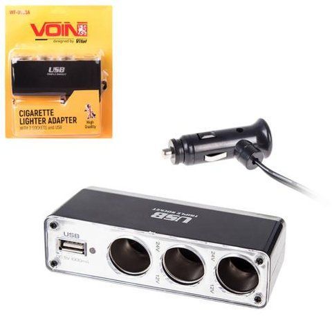 Подовжувач прикурювача 3+1USB Voin WF-0096A WF-0096A фото