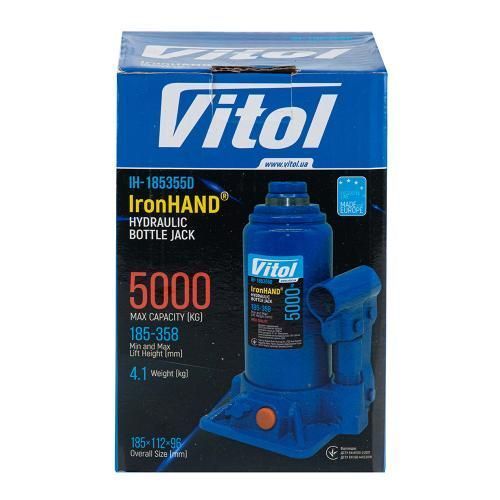 Домкрат гидравлический телескоп 5т в коробке 185-358 мм 4.1кг Vitol IH-185355D IH-185355D фото