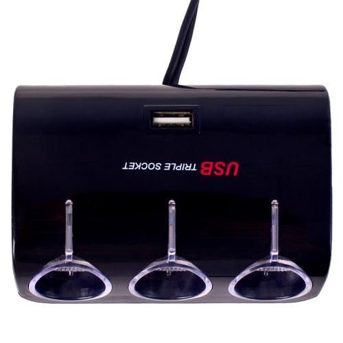 Подовжувач прикурювача 12-24V 3 виходи + 1USB VOIN SC-3073 SC-3073 фото