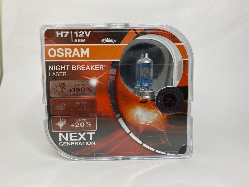 Лампи галогенні H7+150% 12V 55W Osram Night Breaker Laser H7+150% фото