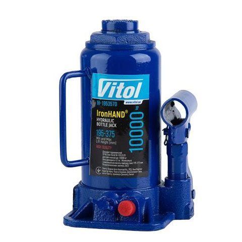 Домкрат гідравлічний телескоп 10т в коробці 195-375 мм 5,9кг Vitol IH-195357D IH-195357D фото