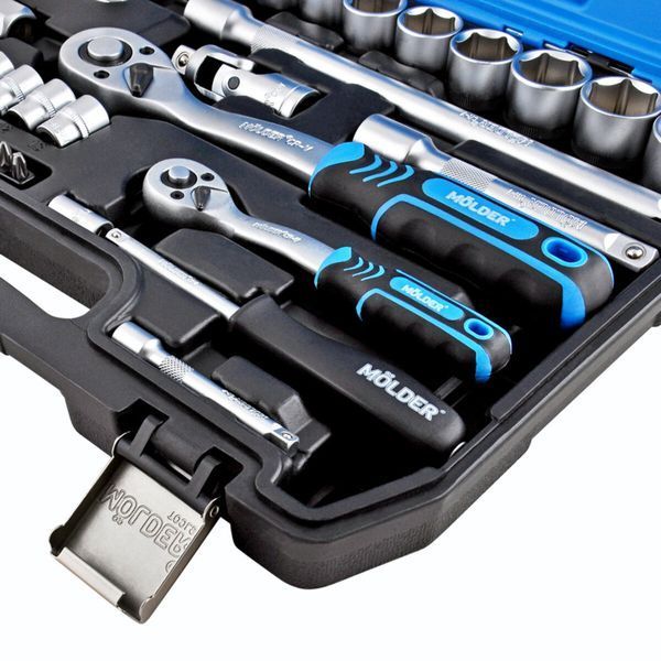 Професійний набір інструментів у кейсі M&Ouml;LDER 1/2", 1/4" 72 T, CR-V, 72ед. MT60072 фото