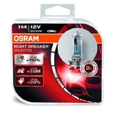 Лампи галоген OSRAM H4 +110% Night Breaker Unlimited 1758103038 фото