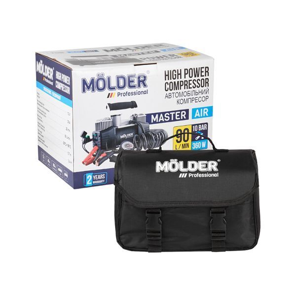 Автомобильный компрессор 12В, 10 Атм, 90 л/мин Molder Master MA25200 Air с зажимами АКБ MA25200 фото