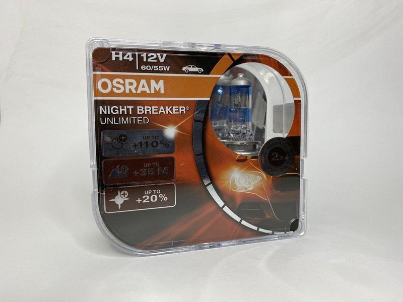 Лампи галоген OSRAM H4 +110% Night Breaker Unlimited 1758103038 фото
