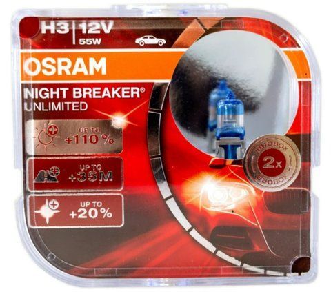 Лампи галоген OSRAM H3 +110% Night Breaker Unlimited NBU H3 +110% фото