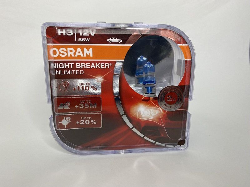 Лампи галоген OSRAM H3 +110% Night Breaker Unlimited NBU H3 +110% фото