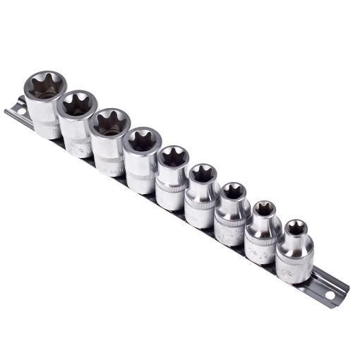 Набор торцевых головок внешний торкс 1/2" 9 предметов Е10-Е24 HANS 46410-9C 46410-9С фото