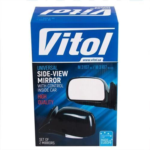 Дзеркала бічні Ваз 2104, 2105, 2107 чорні з поворотами Vitol ЗБ 3107П BLACK LED ЗБ 3107П BLACK LED фото