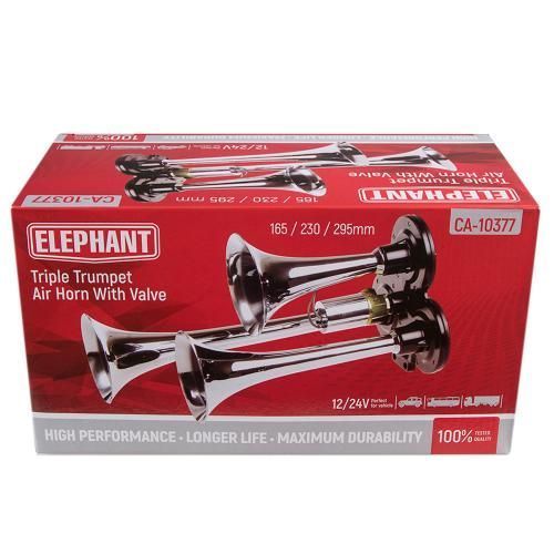 Сигнал повітряний CIKADA 3-дудки метал 12V-24V Elephant CA-10377 CA-10377 фото