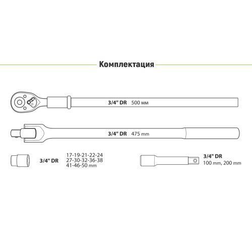 Набір головок 19-50 мм 3/4" 12 гран. 17 предметів Alloid НГ-6017М-12 НГ-6017М-12 фото