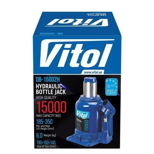 Домкрат гідравл телескоп 15 185 - 350мм 6кг Vitol DB-15002H DB-15002H фото