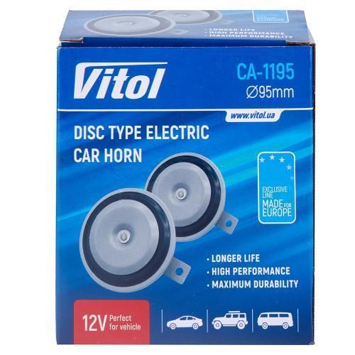 Автомобільний сигнал дисковий електромагнітний 12V Vitol CA-1195 D=95mm CA-1195 фото