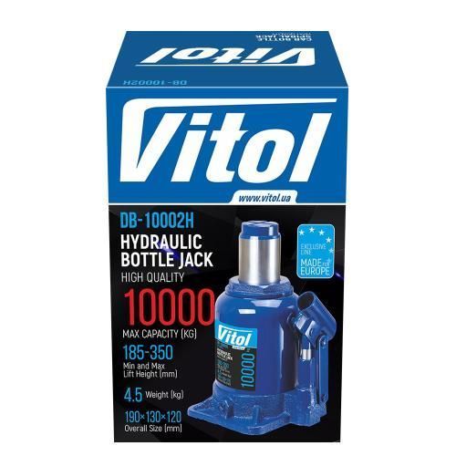 Домкрат гідравлічний телескоп 10т 190 - 350 мм 4.5кг Vitol DB-10002H DB-10002H фото