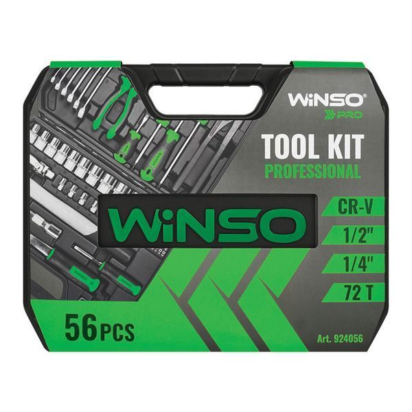 Професійний набір інструментів у кейсі Winso Pro 1/2", 1/4" 72Т, CR-V, 56од. 924056 фото