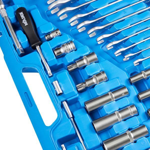 Профессиональный набор инструментов в кейсе M&Ouml;LDER 1/2", 1/4", 3/8" 72Т, CR-V, 219ед. MT60219 фото