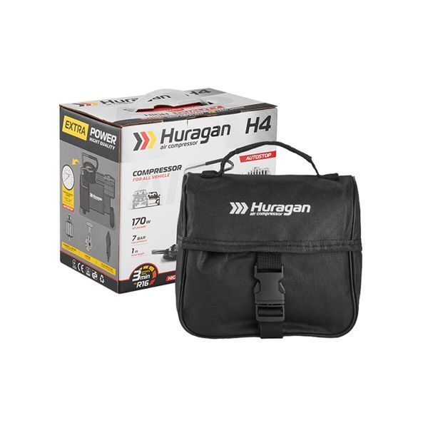 Компресор автомобільний 12В, 7 Атм, 37 л/хв Huragan H0400 з автостопом H0400 фото