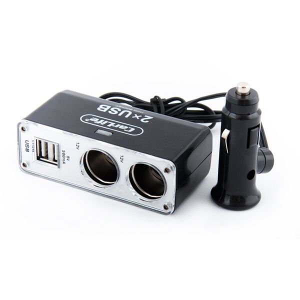 Разветвитель прикуривателя 2в1 + 2 USB 12В Carlife CS304  CS304 фото