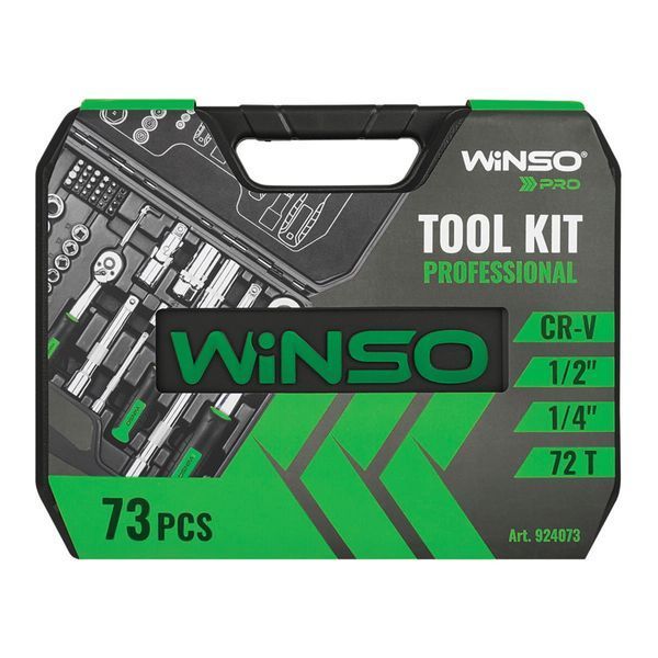 Професійний набір інструментів у кейсі Winso Pro 1/2", 1/4" 72 T, CR-V, 73 од. 924073 фото