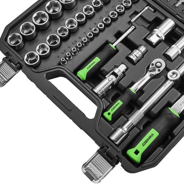 Профессиональный набор инструментов в кейсе Winso Pro 1/2", 1/4" 72 T, CR-V, 94ед. 924094 фото