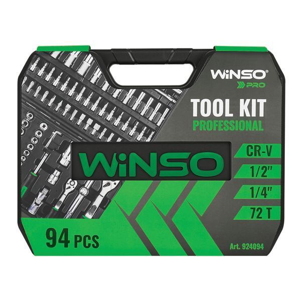 Профессиональный набор инструментов в кейсе Winso Pro 1/2", 1/4" 72 T, CR-V, 94ед. 924094 фото