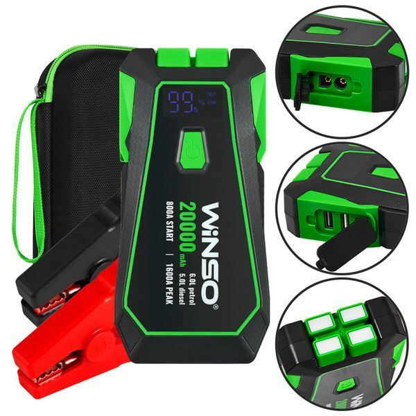 Бустер (пусковий пристрій) Winso Jump Starter 800A/1600A 20000mAh зі Smart-клеммами 140800 фото