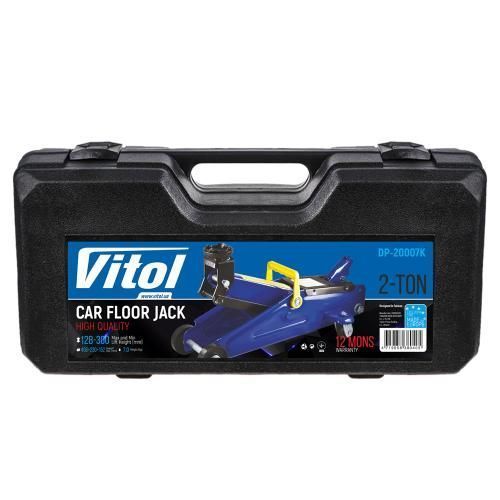 Домкрат гидравлический подкатный 2т в пластиковом кейсе 128-300мм 7кг Vitol DP-20007K ДП-20007К фото