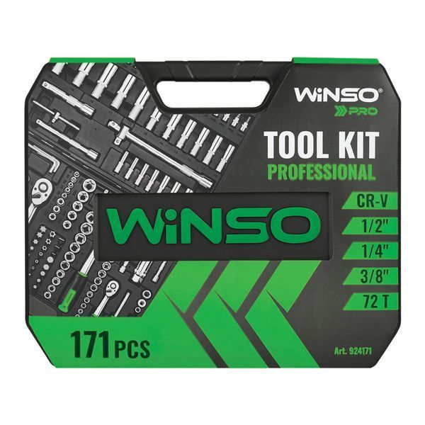 Професійний набір інструментів у кейсі Winso Pro 1/2", 1/4", 3/8" 72T, CR-V, 171од. 924171 фото