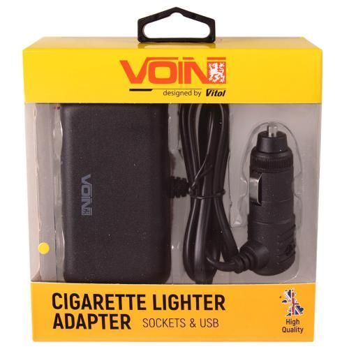 Розгалужувач (подовжувач) прикурювача VOIN 2 виходи +2USB 2400mA 12/24V SC-2004L дріт SC-2004L фото