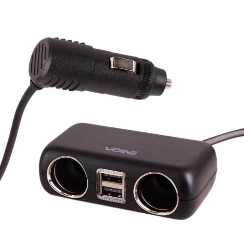 Розгалужувач (подовжувач) прикурювача VOIN 2 виходи +2USB 2400mA 12/24V SC-2004L дріт SC-2004L фото