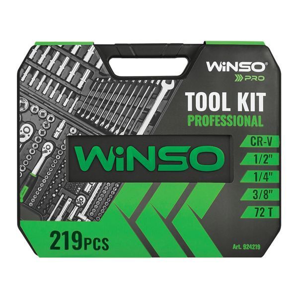 Профессиональный набор инструментов в кейсе Winso Pro 1/2", 1/4", 3/8" 72T, CR-V, 219ед. 924219 фото