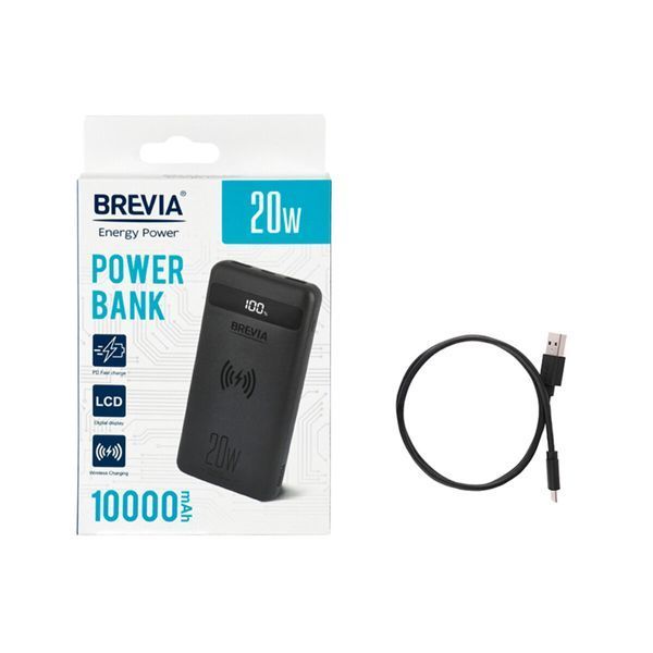 Повербанк (Power Bank) Brevia 10000mAh 20W Wireless Qi10W Li-Pol, LCD 7987 фото