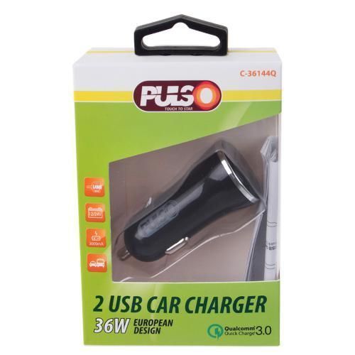 Автомобільний зарядний пристрій 2USB QC3.0 12-24V Pulso C-36144Q C-36144Q фото
