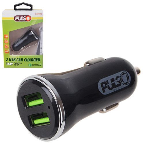 Автомобільний зарядний пристрій 2USB QC3.0 12-24V Pulso C-36144Q C-36144Q фото