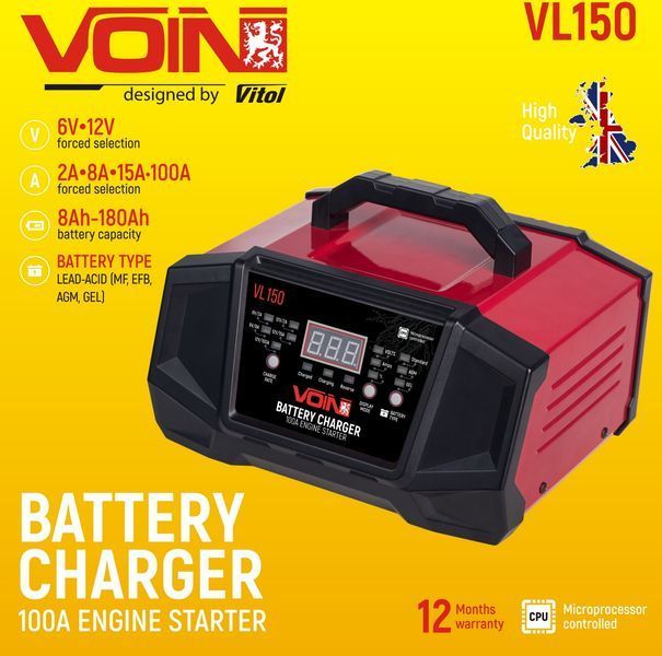 Пуско-зарядное устройство 6-12В VOIN VL-150 Start-100A 8-180AHR LCD VL-150 фото