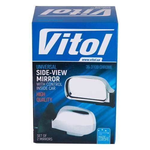 Дзеркала бічні Ваз 2108, 2109, 2113-15 хромовані з поворотниками Vitol ЗБ 3109П CHR LED ЗБ 3109П CHR LED фото