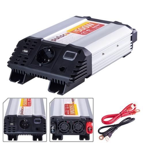 Перетворювач напруги 12V-220V 500W USB-5VDC2.0A PULSO IMU-520 IMU-520 фото