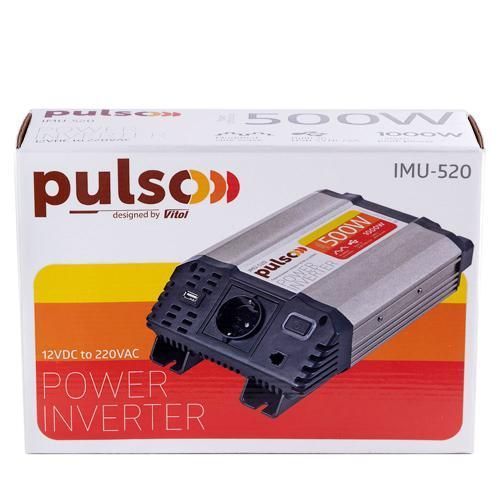 Перетворювач напруги 12V-220V 500W USB-5VDC2.0A PULSO IMU-520 IMU-520 фото