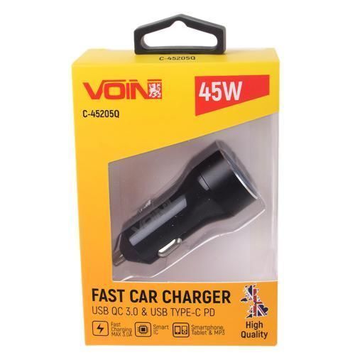 Автомобильное зарядное устройство 45W 1USB QC3.0 12-24V VOIN C-45205Q C-45205Q фото