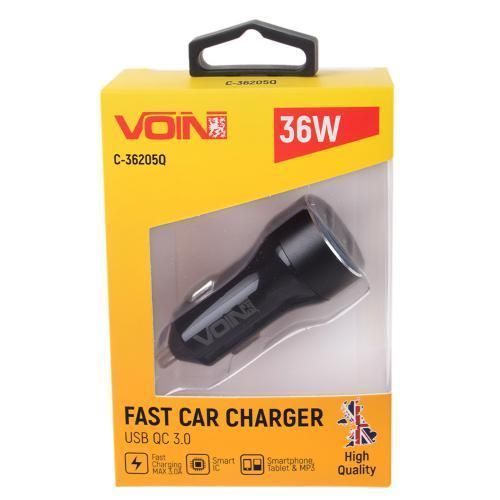 Автомобільний зарядний пристрій 36W 2USB QC3.0 12-24V VOIN C-36205Q C-36205Q фото Автомобільний зарядний пристрій 36W 2USB QC3.0 12-24V VOIN C-36205Q C-36205Q фото