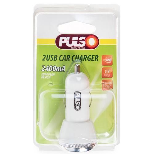 Автомобільний зарядний пристрій 2USB 12-24V 2,4A PULSO C-2402W C-2402W фото
