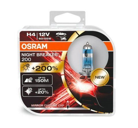 Лампи галогенні H4 +200% 60/55W 12V Osram Night Breaker LASER 200 H4 +200% фото